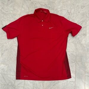 Tiger Woods Collection Nike red & black Drifit Polo Golf Shirt size large
